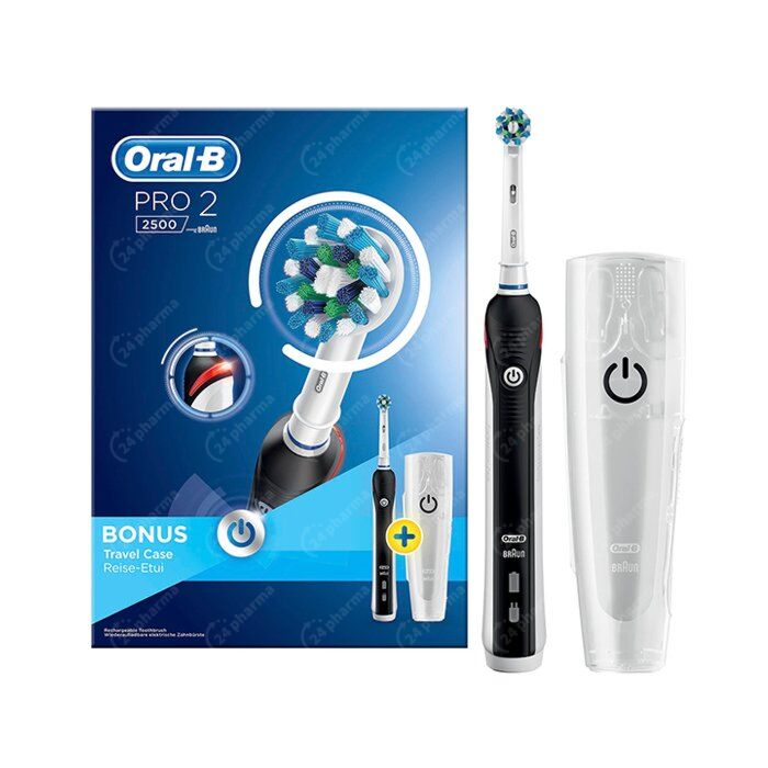 Gezond Verplaatsing hardop Oral B Pro 2500 Cross Action Elektrische Tandenborstel Zwart + Travel Case  online Bestellen / Kopen