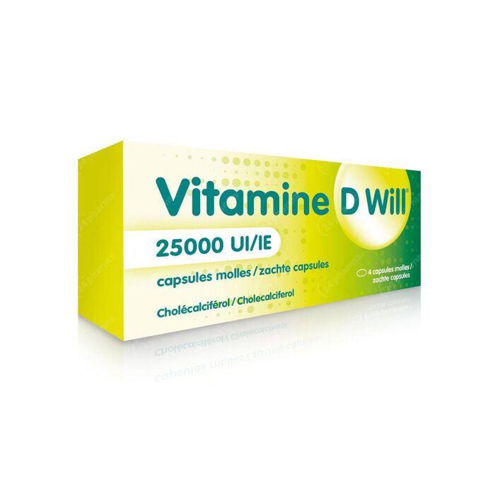 Doe voorzichtig klei Aandringen Vitamine D Will 25000IE 4 Zachte Capsules online Bestellen / Kopen