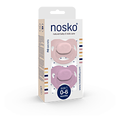 Nosko Sucettes Baby Pink + Lilac 0-6M 2 Pièces