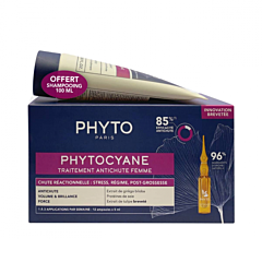 Phyto Phytocyane Antichute Reactionnel Femme 12x5ml Ampoules + Shampooing 100ml Offert