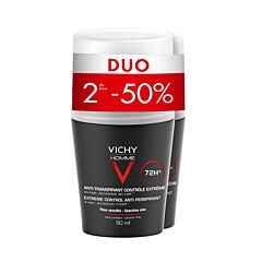 Vichy Homme Deodorant Roller 72u Promo Duo 2e -50% 2x50ml