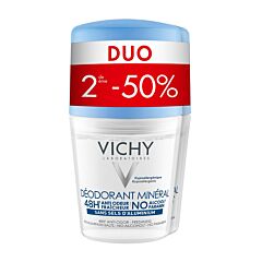 Vichy Deodorant Roller Mineraal 48u Promo Duo 2e -50% 2x40ml