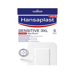 Hansaplast Sensitive 3XL 10cmx15cm 5 Pansements Extra-Doux Stériles