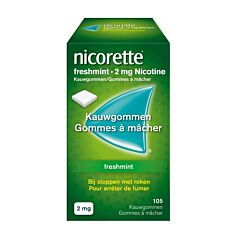 Nicorette Freshmint 2mg Nicotine 105 Gommes à Mâcher