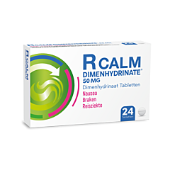 R Calm Dimenhydrinaat - Misselijkheid/Braken/Reisziekte - 24 Tabletten