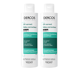 Vichy Dercos Shampooing Sebo Correcteur Cheveux Gras - PROMO DUO 2ème -50% - 2x200ml