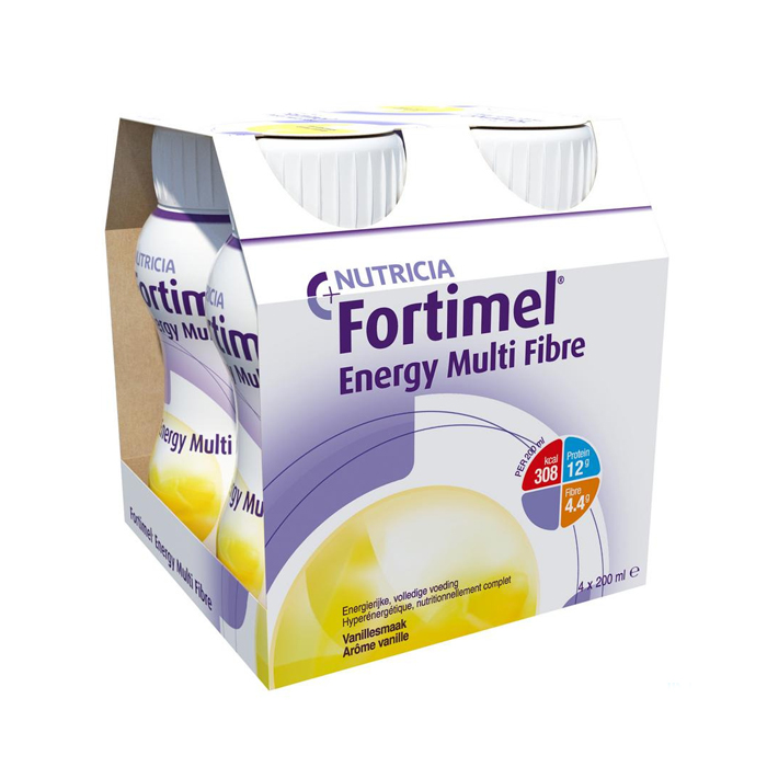 Image of Fortimel Energy Multi Fibre Vanille Flesjes 4x200ml