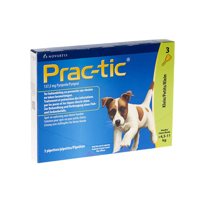 Image of Prac-tic Spot-on Kleine Hond 4,5-11kg Anti-Vlooien/Teken 3 Pipetten